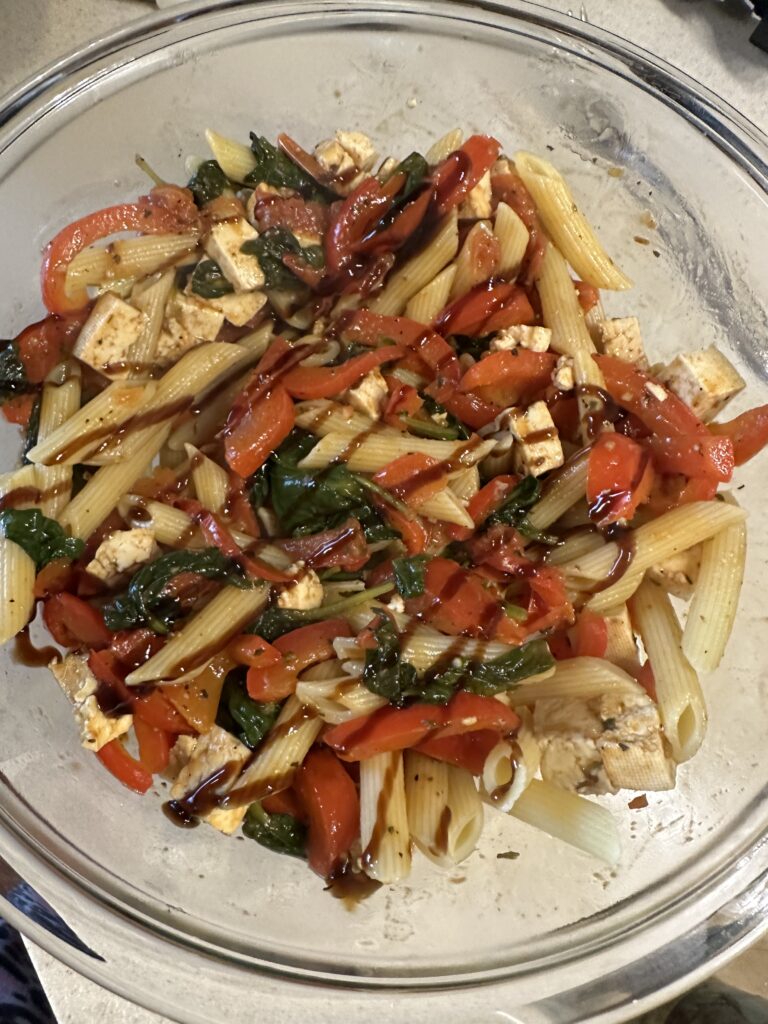 Healthy tofu and vegetable pasta