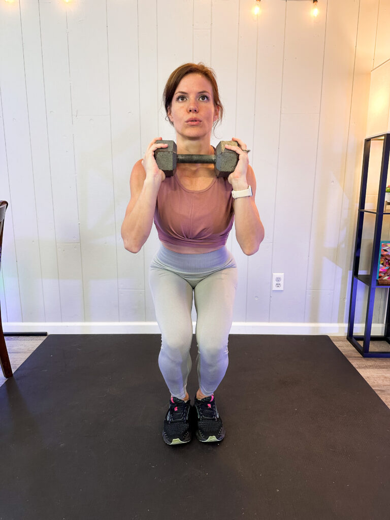 Squat rotation exercise demonstration for round glutes and inner and outer thighs. 