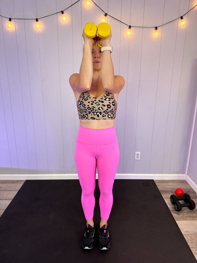 Yoga Arm Cactus with Dumbbells. Shoulder and back exercise demonstration. 